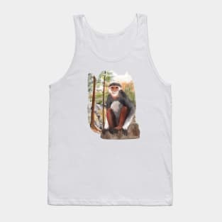 Watercolor monkey sitting and smilling Tank Top